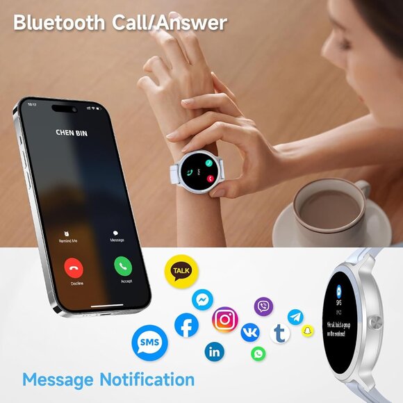 ⚡Frost Blue Smart Watch for Men Women Bluetooth Calling Compatible with Android - Picture 3 of 9